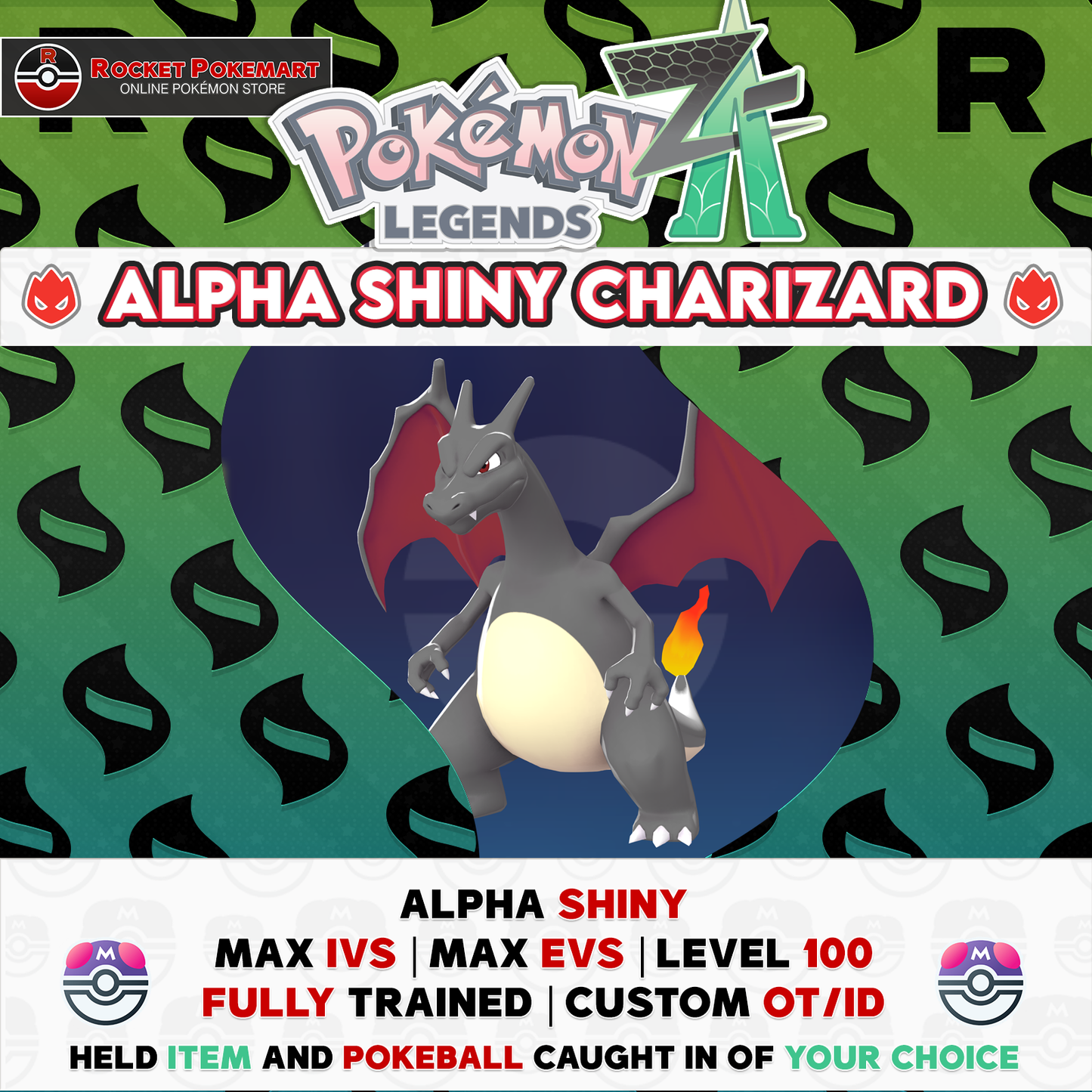 Alpha Shiny Charizard - Pokemon Legends ZA - MAX 6 IVS - Mega Charizard X/Y